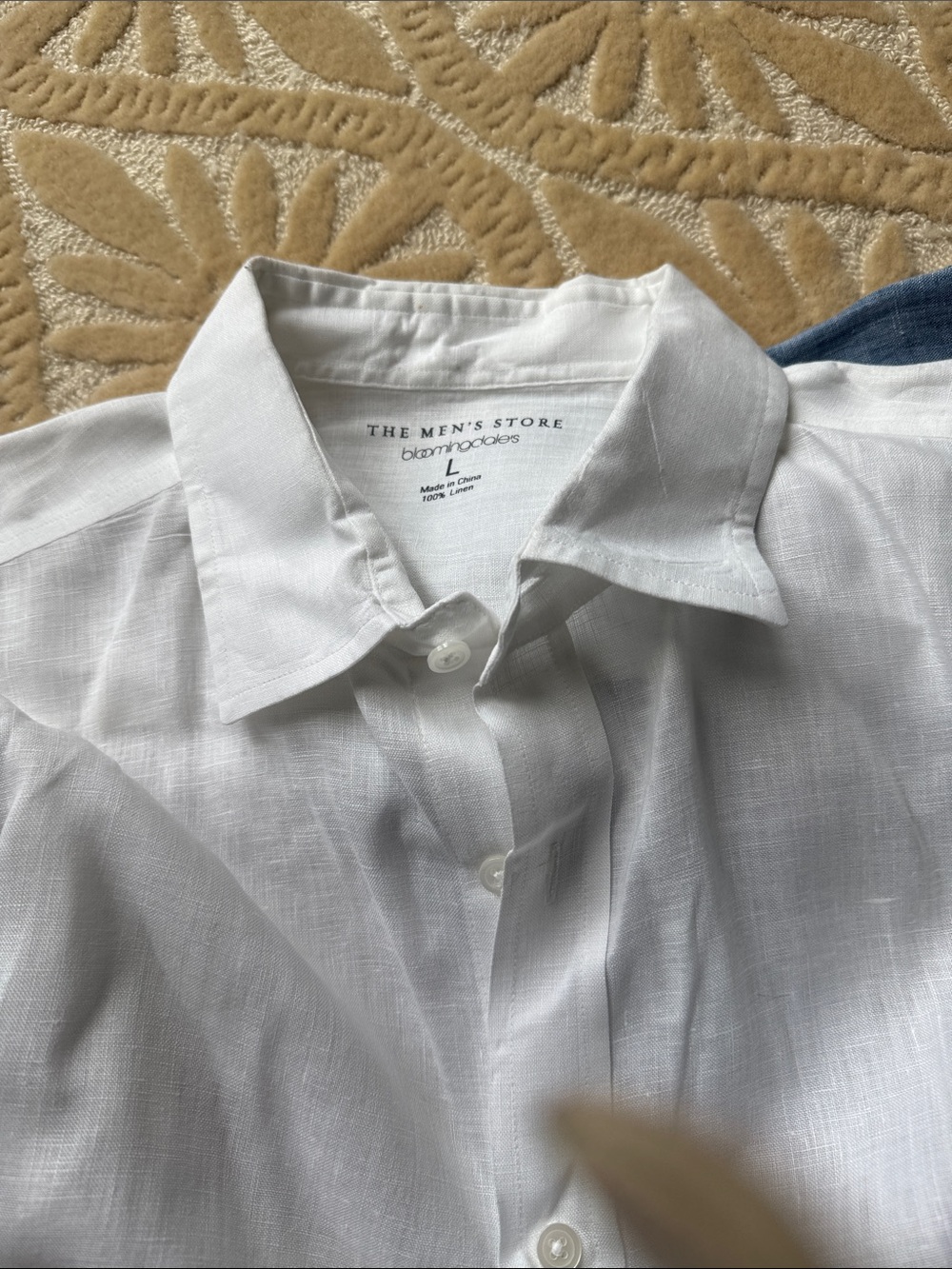 The Men's Store White Casual Linen Button-Down Shirt